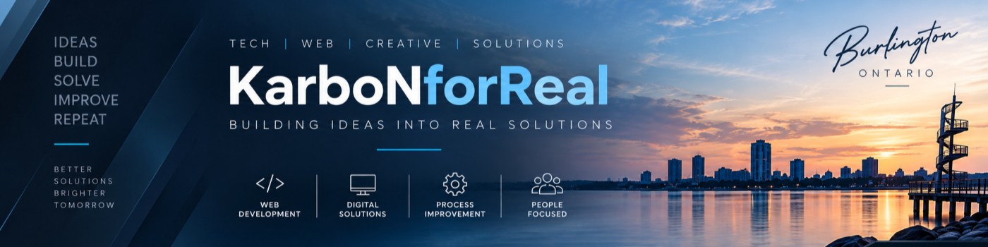 KarboNforReal banner with Burlington’s waterfront at sunset