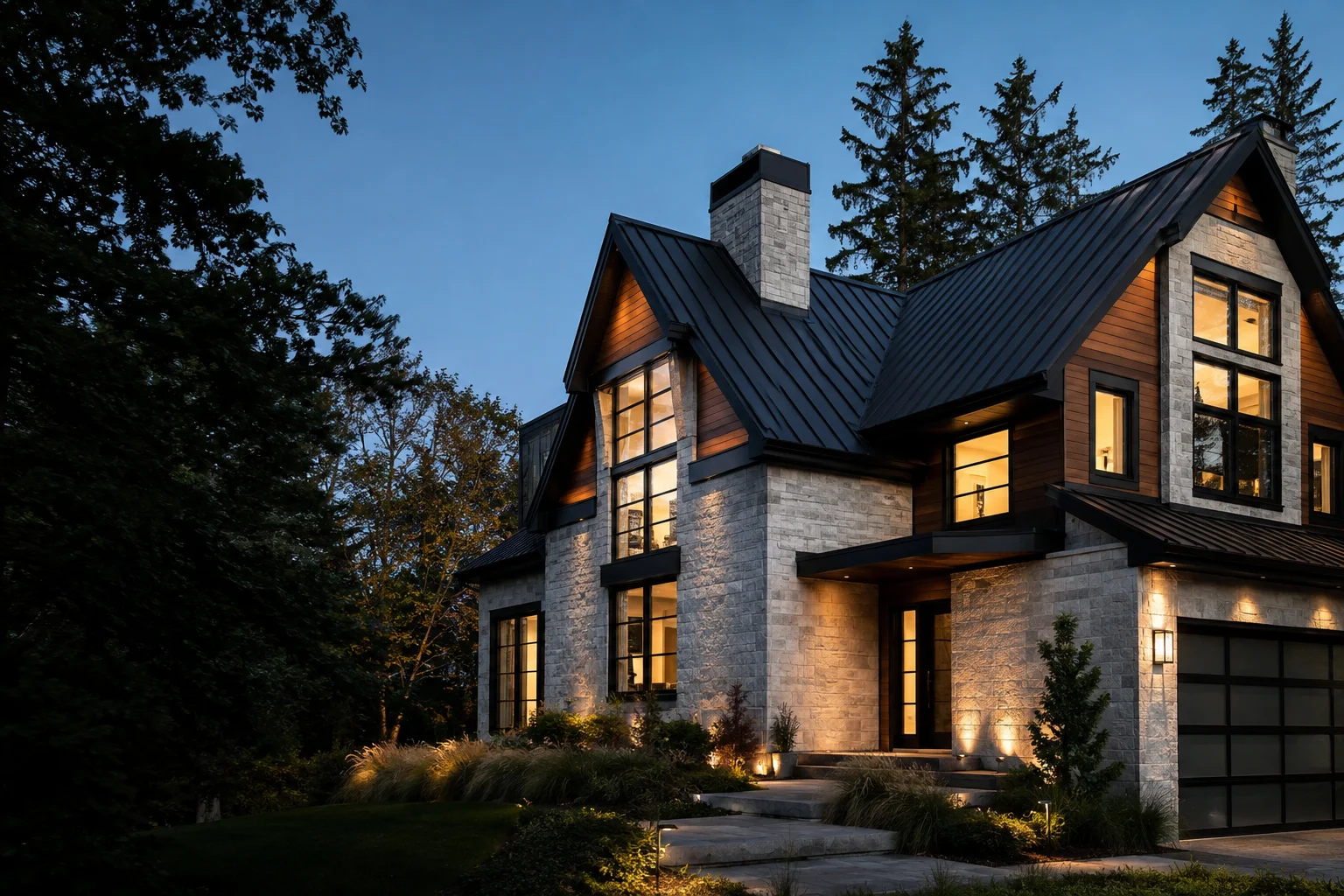 Modern home with architectural exterior detailing